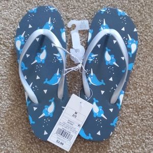 *Free w/ $10+* Narwhal Slippers Flip Flops
